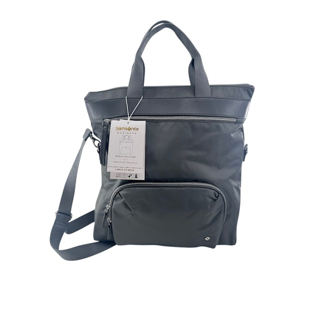 Samsonite Mobile Solution 5-in-1 Convertible Laptop Backpack Silver Shadow Grey